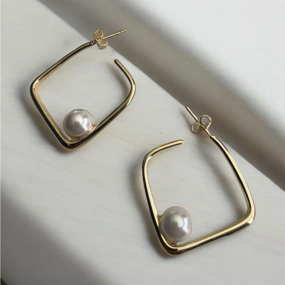 Pearl Theme 14K Gold Electroplated Earrings